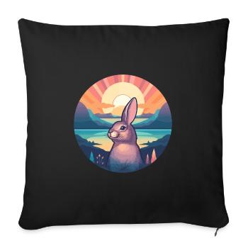 Hase buntes Aquarell Cartoon Kawaii Tier - Sofakissenbezug 45 x 45 cm - Schwarz - Vorne