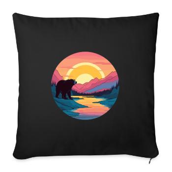 Bear Colorful Watercolor Cartoon Kawaii Animal - Sofa pillowcase 17,3'' x 17,3'' (45 x 45 cm) - black - Front