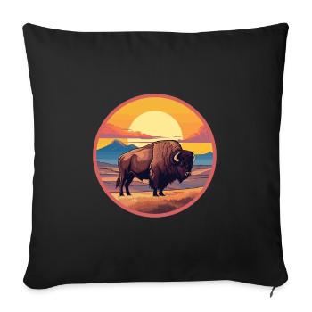 Bison Colorful Watercolor Cartoon Kawaii Animal - Sofa pillowcase 17,3'' x 17,3'' (45 x 45 cm) - black - Front