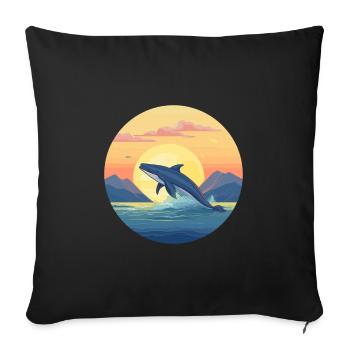 Blue Whale Colorful Watercolor Cartoon Kawaii Pet - Sofa pillowcase 17,3'' x 17,3'' (45 x 45 cm) - black - Front