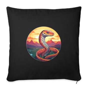 Cobra Snake Colorful Watercolor Cartoon Kawaii Pet - Sofa pillowcase 17,3'' x 17,3'' (45 x 45 cm) - black - Front