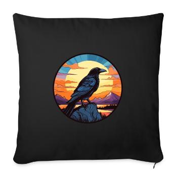 Crow Colorful Watercolor Cartoon Kawaii Animal - Sofa pillowcase 17,3'' x 17,3'' (45 x 45 cm) - black - Front
