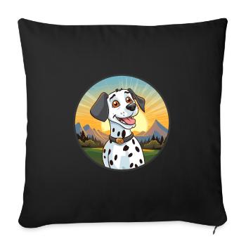 Dalmatien Chien Coloré Aquarelle Dessin Animé Kawaii - Housse de coussin décorative 45 x 45 cm - noir - Devant