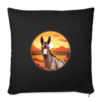 Donkey Colorful Watercolor Cartoon Kawaii Animal - Sofa pillowcase 17,3'' x 17,3'' (45 x 45 cm) - black - Front