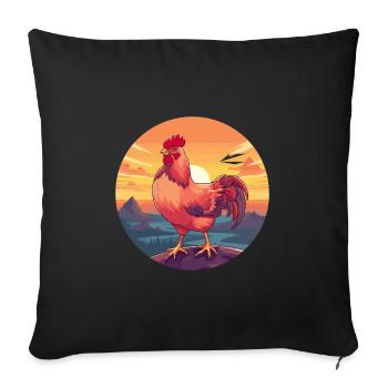 Chicken Colorful Watercolor Cartoon Kawaii Animal - Sofa pillowcase 17,3'' x 17,3'' (45 x 45 cm) - black - Front