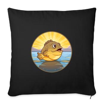 Flounder Fish Colorful Watercolor Cartoon Kawaii - Sofa pillowcase 17,3'' x 17,3'' (45 x 45 cm) - black - Front