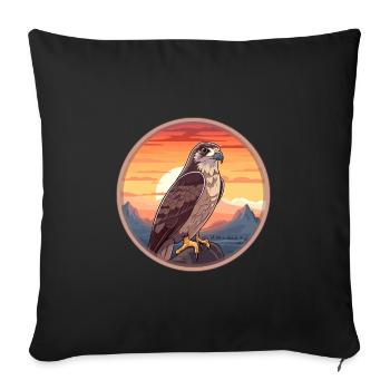 Hawk Colorful Watercolor Cartoon Kawaii Animal - Sofa pillowcase 17,3'' x 17,3'' (45 x 45 cm) - black - Front