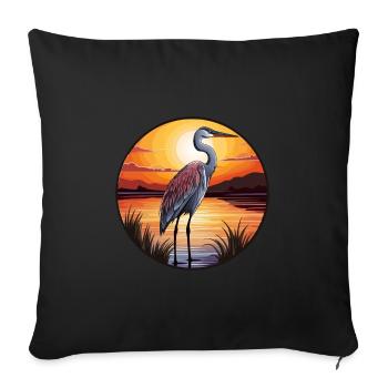 Heron Buntes Aquarell Cartoon Kawaii Tier - Sofakissenbezug 45 x 45 cm - Schwarz - Vorne