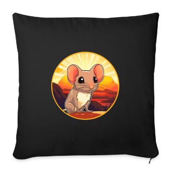 Elephant Shrew Colorful Watercolor Cartoon Kawaii - Sofa pillowcase 17,3'' x 17,3'' (45 x 45 cm) - black - Front