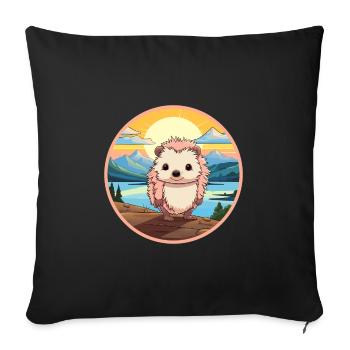 Igel Buntes Aquarell Cartoon Kawaii Tier - Sofakissenbezug 45 x 45 cm - Schwarz - Vorne