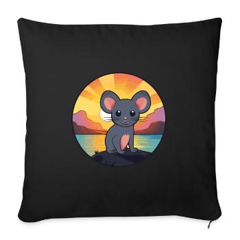 Mouse Colorful Watercolor Cartoon Kawaii Animal - Sofa pillowcase 17,3'' x 17,3'' (45 x 45 cm) - black - Front