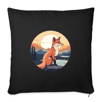 Fox Colorful Watercolor Cartoon Kawaii Animal - Sofa pillowcase 17,3'' x 17,3'' (45 x 45 cm) - black - Front