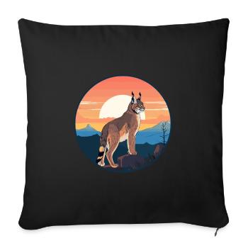 Lynx Aquarelle colorée Cartoon Kawaii Animal - Housse de coussin décorative 45 x 45 cm - noir - Devant