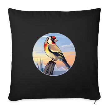 Stieglitz Bunte Aquarell-Karikatur Kawaii Haustier - Sofakissenbezug 45 x 45 cm - Schwarz - Vorne