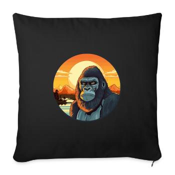 Gorilla Colorful Watercolor Cartoon Kawaii Animal - Sofa pillowcase 17,3'' x 17,3'' (45 x 45 cm) - black - Front