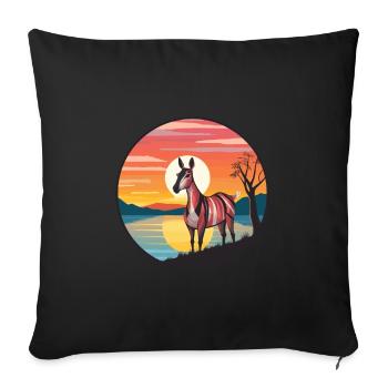 Okapi Colorful Watercolor Cartoon Kawaii Animal - Sofa pillowcase 17,3'' x 17,3'' (45 x 45 cm) - black - Front