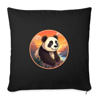 Panda Colorful Watercolor Cartoon Kawaii Animal - Sofa pillowcase 17,3'' x 17,3'' (45 x 45 cm) - black - Front