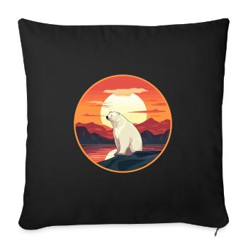 Ours polaire aquarelle colorée dessin animé kawaii animal de compagnie - Housse de coussin décorative 45 x 45 cm - noir - Devant