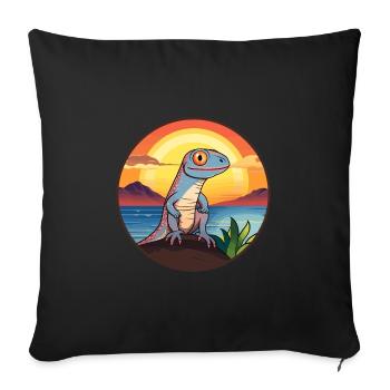 Lizard Colorful Watercolor Cartoon Kawaii Animal - Sofa pillowcase 17,3'' x 17,3'' (45 x 45 cm) - black - Front