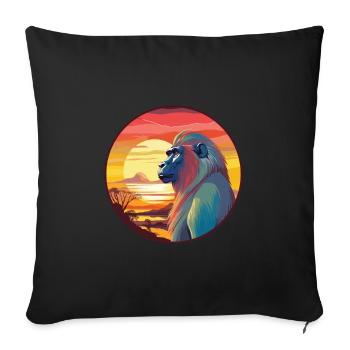 Mandrill Colorful Watercolor Cartoon Kawaii Animal - Sofa pillowcase 17,3'' x 17,3'' (45 x 45 cm) - black - Front