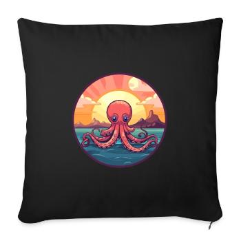 Octopus Colorful Watercolor Cartoon Kawaii Animal - Sofa pillowcase 17,3'' x 17,3'' (45 x 45 cm) - black - Front