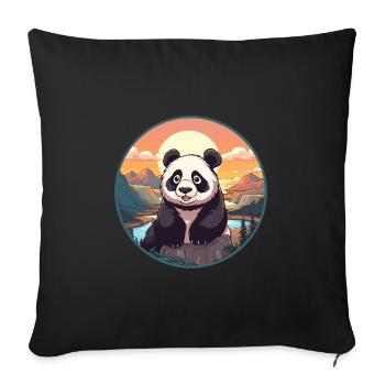 Panda Colorful Watercolor Cartoon Kawaii Animal - Sofa pillowcase 17,3'' x 17,3'' (45 x 45 cm) - black - Front