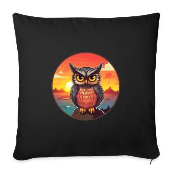 Owl Colorful Watercolor Cartoon Kawaii Animal - Sofa pillowcase 17,3'' x 17,3'' (45 x 45 cm) - black - Front