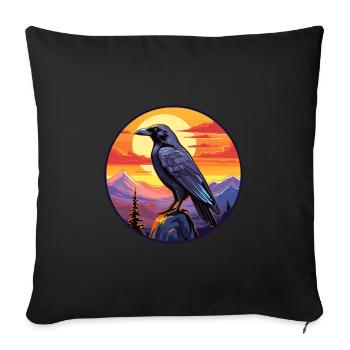 Raven Colorful Watercolor Cartoon Kawaii Animal - Sofa pillowcase 17,3'' x 17,3'' (45 x 45 cm) - black - Front