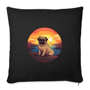 Pug Dog Colorful Watercolor Cartoon Kawaii Animal - Sofa pillowcase 17,3'' x 17,3'' (45 x 45 cm) - black - Front