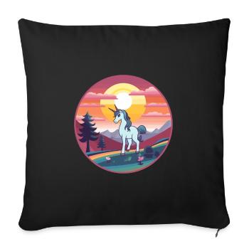 Unicorn Colorful Watercolor Cartoon Kawaii Animal - Sofa pillowcase 17,3'' x 17,3'' (45 x 45 cm) - black - Front