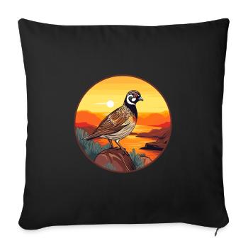 Quail Colorful Watercolor Cartoon Kawaii Animal - Sofa pillowcase 17,3'' x 17,3'' (45 x 45 cm) - black - Front