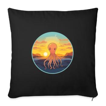 Squid Colorful Watercolor Cartoon Kawaii Animal - Sofa pillowcase 17,3'' x 17,3'' (45 x 45 cm) - black - Front