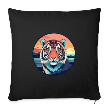 Tiger Colorful Watercolor Cartoon Kawaii Animal - Sofa pillowcase 17,3'' x 17,3'' (45 x 45 cm) - black - Front
