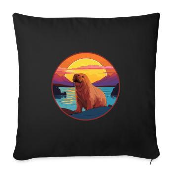 Walrus Colorful Watercolor Cartoon Kawaii Animal - Sofa pillowcase 17,3'' x 17,3'' (45 x 45 cm) - black - Front