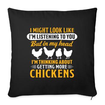 J’envisage d’avoir plus de poulets - Housse de coussin décorative 45 x 45 cm - noir - Devant