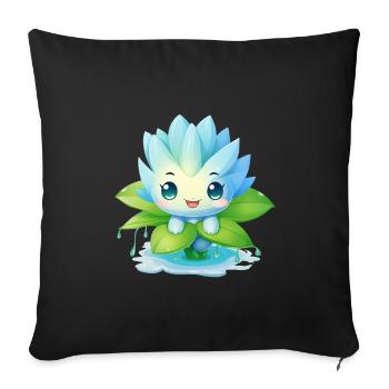 Kawaii Male on Water Lily – Blue Design - Sofa pillowcase 17,3'' x 17,3'' (45 x 45 cm) - black - Front