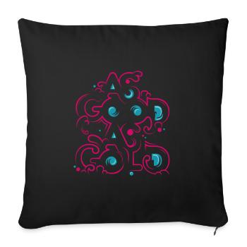 Neon Floral Ornament - Sofa pillowcase 17,3'' x 17,3'' (45 x 45 cm) - black - Front