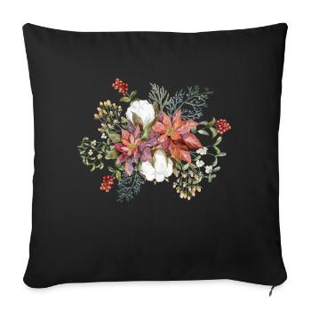 Gui et poinsettia - Housse de coussin décorative 45 x 45 cm - noir - Devant