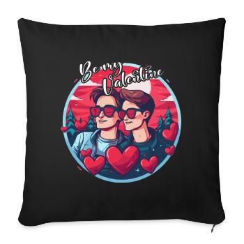 Idée de Saint-Valentin gay LGBT pour les gays - Housse de coussin décorative 45 x 45 cm - noir - Devant