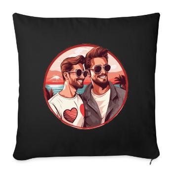 Idée de Saint-Valentin gay LGBT pour les gays - Housse de coussin décorative 45 x 45 cm - noir - Devant