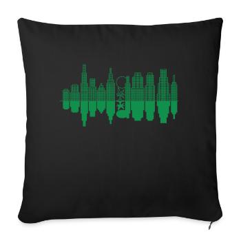 Skyline de ville + un arbre - Vert - Housse de coussin décorative 45 x 45 cm - noir - Devant
