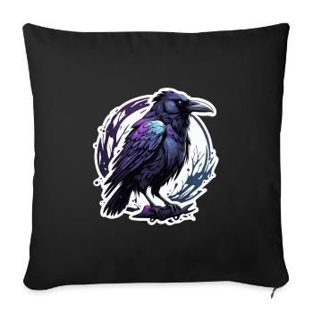 Corbeau / oiseau / animal / volant / plumes / ailes - Housse de coussin décorative 45 x 45 cm - noir - Devant