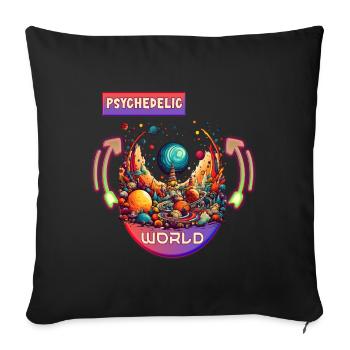 Psychedelic World Trance Rave Techno Dance - Sofa pillowcase 17,3'' x 17,3'' (45 x 45 cm) - black - Front