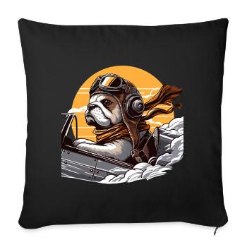Bulldog Pilot - Sofakissenbezug 45 x 45 cm - Schwarz - Vorne