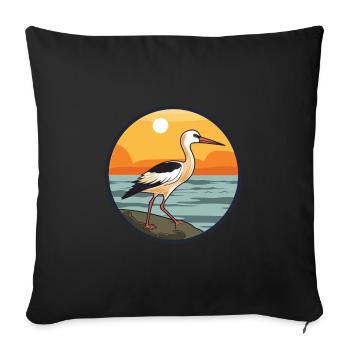 Avocet Watercolor Cartoon Kawaii Clipart Animal - Sofa pillowcase 17,3'' x 17,3'' (45 x 45 cm) - black - Front