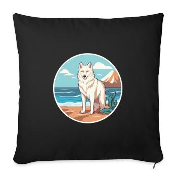 Arctic Wolf Watercolor Cartoon Kawaii Clipart Pet - Sofa pillowcase 17,3'' x 17,3'' (45 x 45 cm) - black - Front