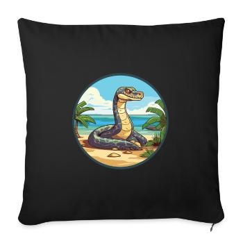 Anaconda Watercolor Cartoon Kawaii Clipart Animal - Sofa pillowcase 17,3'' x 17,3'' (45 x 45 cm) - black - Front