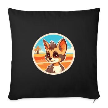 Aardwolf Aquarelle Cartoon Kawaii Clipart Animal - Housse de coussin décorative 45 x 45 cm - noir - Devant