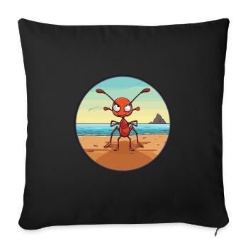 Ant Watercolor Cartoon Kawaii Clipart Animal - Sofa pillowcase 17,3'' x 17,3'' (45 x 45 cm) - black - Front