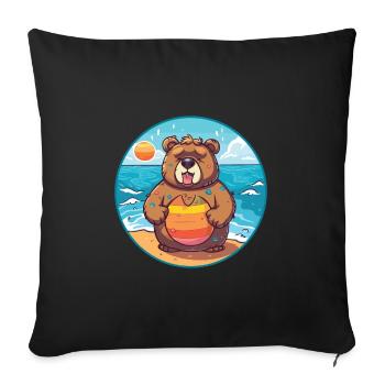 Bear Watercolor Cartoon Kawaii Clipart Animal - Sofa pillowcase 17,3'' x 17,3'' (45 x 45 cm) - black - Front